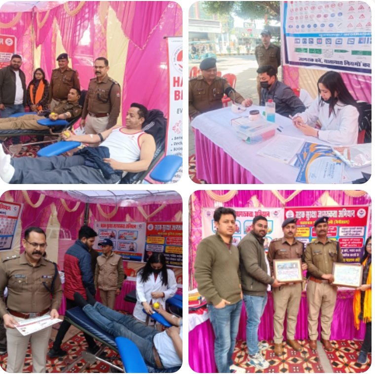 सड़क सुरक्षा अभियान के तहत हल्द्वानी यातायात पुलिस ने नि:शुल्क स्वास्थ्य परीक्षण व रक्तदान शिविर का किया आयोजन