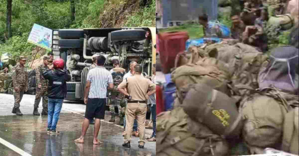 बद्रीनाथ हाइवे पर आर्मी जवानों से भरी बस पलटी